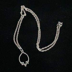 Authentic Pandora 3-Leaf Clover Horseshoe Charm with Sterling Silver Necklace